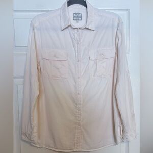 Fat Face Button Down Long Sleeve 100% Lyocell Tencel Shirt in Blush Pink Peach 4
